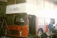 LHT728P undergoing conversion and repaint in 1990 LHT728P undergoing conversion and repaint in 1990