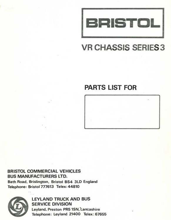 VRT Series 3 Parts List