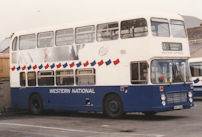 XHK223X in Western National badgers and flags livery