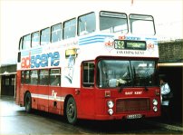 XJJ658V in East Kent livery with wraparound advert for Adscene